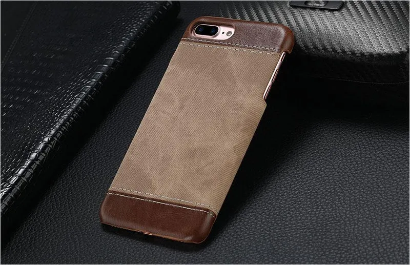 USLION Retro Style Cloth Skin Leather + PC Phone Cases for iphone 5 5s SE 6 6s 7 8 X Plus Back Cover Case Coque For iphone7 Plus
