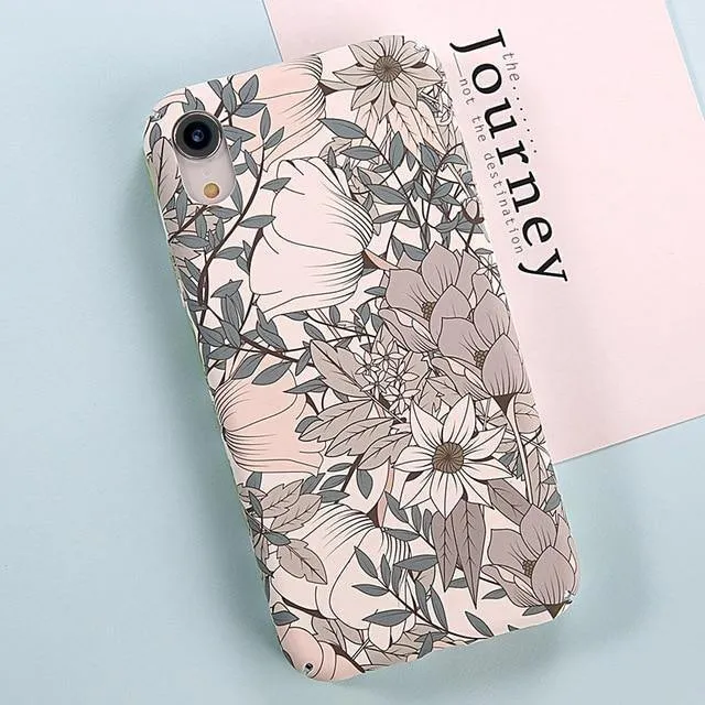 USLION Green Leaves Phone Case For iPhone XR XS Max X 8 Plus Flower Hard PC Full Back Cover Cases For iPhone 7 6 6s Plus Coque
