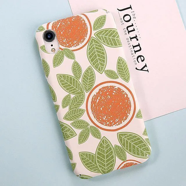 USLION Green Leaves Phone Case For iPhone XR XS Max X 8 Plus Flower Hard PC Full Back Cover Cases For iPhone 7 6 6s Plus Coque