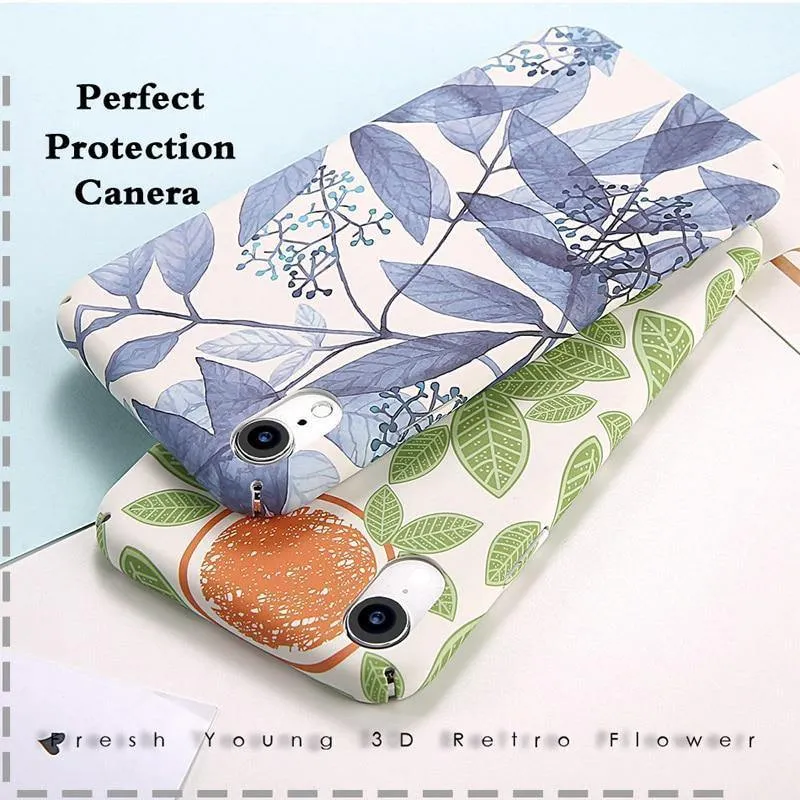 USLION Green Leaves Phone Case For iPhone XR XS Max X 8 Plus Flower Hard PC Full Back Cover Cases For iPhone 7 6 6s Plus Coque
