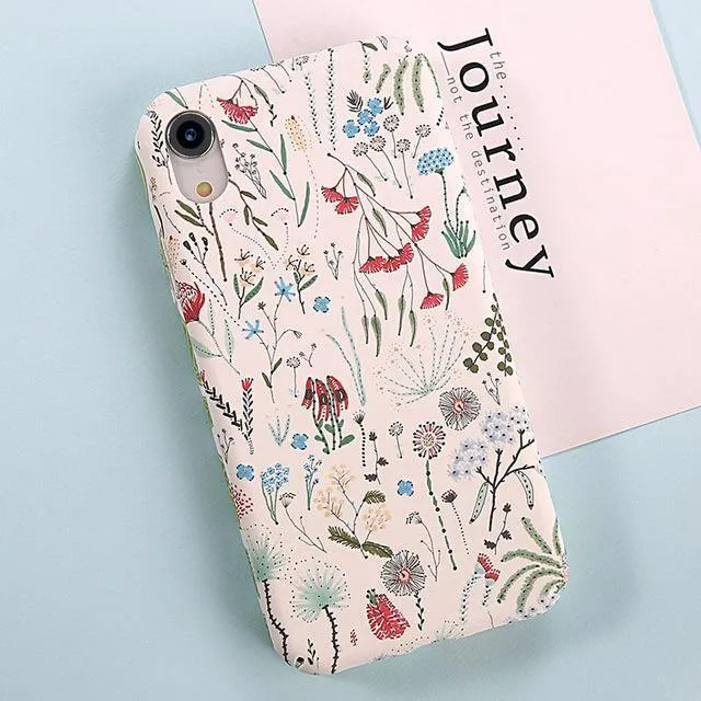 USLION Green Leaves Phone Case For iPhone XR XS Max X 8 Plus Flower Hard PC Full Back Cover Cases For iPhone 7 6 6s Plus Coque