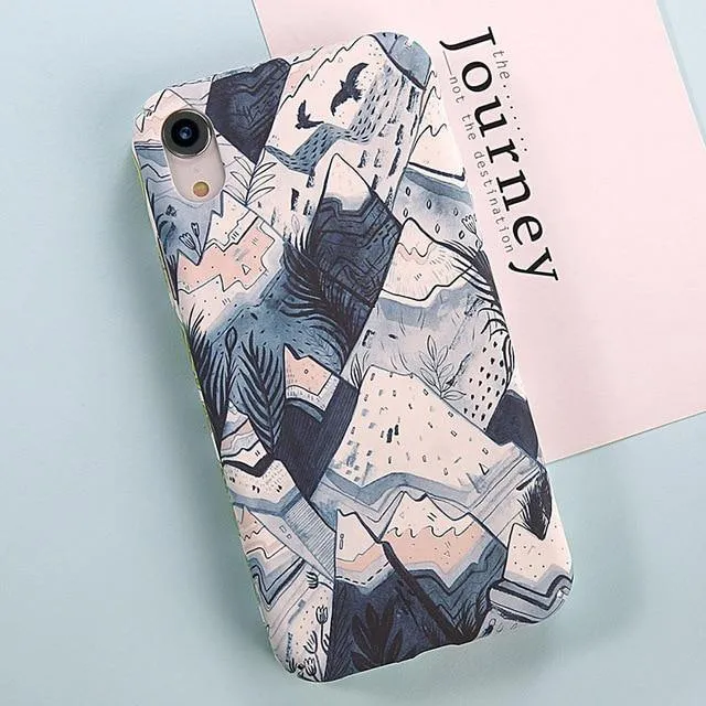 USLION Green Leaves Phone Case For iPhone XR XS Max X 8 Plus Flower Hard PC Full Back Cover Cases For iPhone 7 6 6s Plus Coque