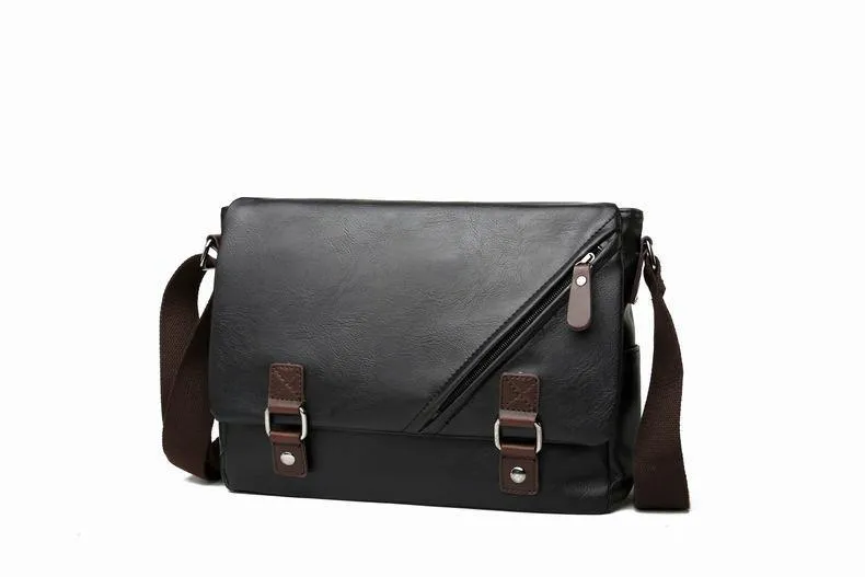 Herrentaschen Vintage PU Leder Messenger Bag Hochwertige Leder Crossbody Flap Bag Vielseitige Schulterhandtasche für Männer