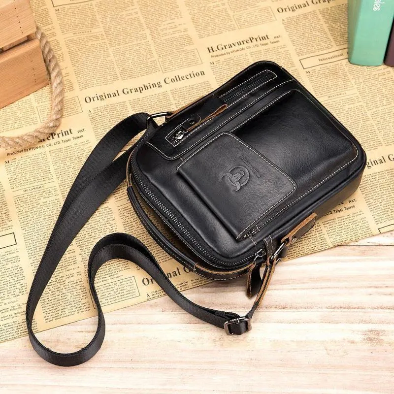Männer Echtes Leder Messenger Umhängetasche Casual Mode Männlichen Sling Tasche Business Handtasche Schulter Berühmte Marke