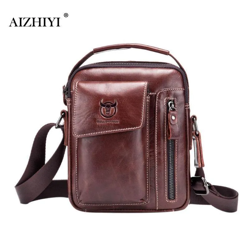 Männer Echtes Leder Messenger Umhängetasche Casual Mode Männlichen Sling Tasche Business Handtasche Schulter Berühmte Marke