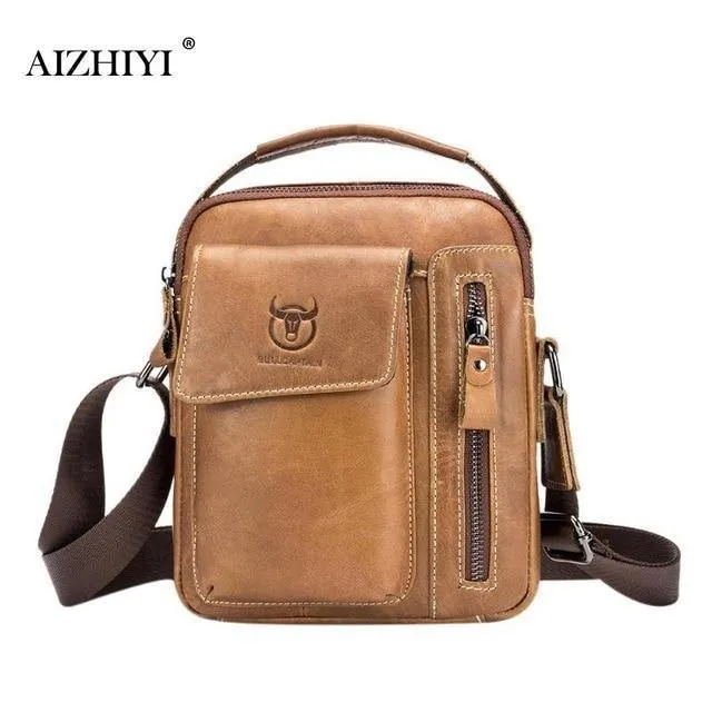 Männer Echtes Leder Messenger Umhängetasche Casual Mode Männlichen Sling Tasche Business Handtasche Schulter Berühmte Marke