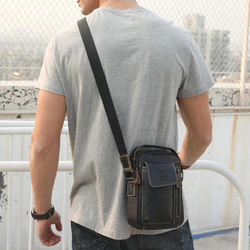 Männer Echtes Leder Messenger Umhängetasche Casual Mode Männlichen Sling Tasche Business Handtasche Schulter Berühmte Marke