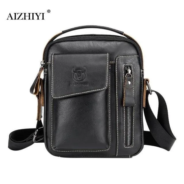 Männer Echtes Leder Messenger Umhängetasche Casual Mode Männlichen Sling Tasche Business Handtasche Schulter Berühmte Marke