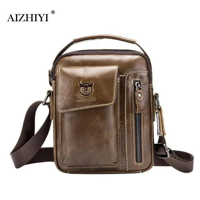 Männer Echtes Leder Messenger Umhängetasche Casual Mode Männlichen Sling Tasche Business Handtasche Schulter Berühmte Marke