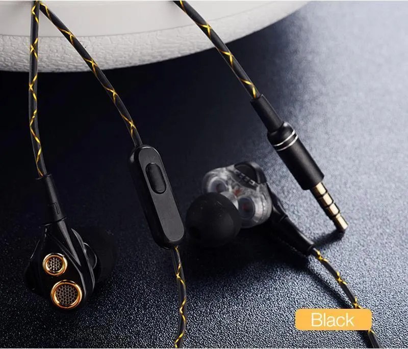 CAFELE 4D Professioneller In-Ear-Kopfhörer mit Kabel für Enthusiasten, Dual Dynamic Metal Heavy Bass, High-Fidelity-Klangqualität, Musik-Kopfhörer
