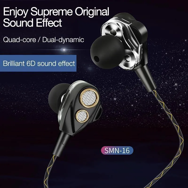 CAFELE 4D Professioneller In-Ear-Kopfhörer mit Kabel für Enthusiasten, Dual Dynamic Metal Heavy Bass, High-Fidelity-Klangqualität, Musik-Kopfhörer