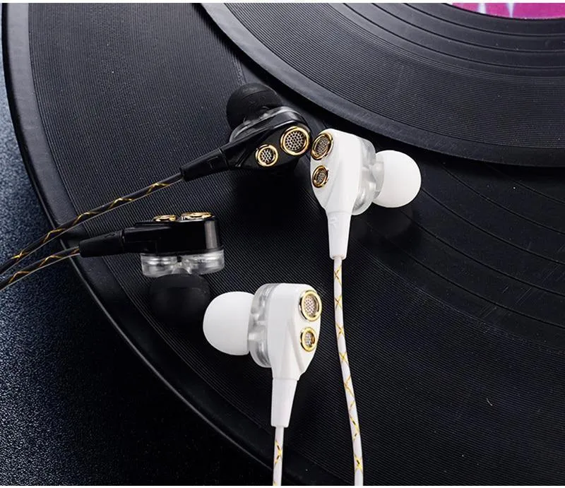 CAFELE 4D Professioneller In-Ear-Kopfhörer mit Kabel für Enthusiasten, Dual Dynamic Metal Heavy Bass, High-Fidelity-Klangqualität, Musik-Kopfhörer