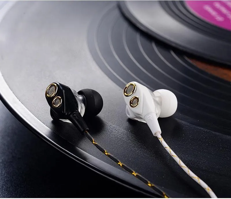CAFELE 4D Professioneller In-Ear-Kopfhörer mit Kabel für Enthusiasten, Dual Dynamic Metal Heavy Bass, High-Fidelity-Klangqualität, Musik-Kopfhörer