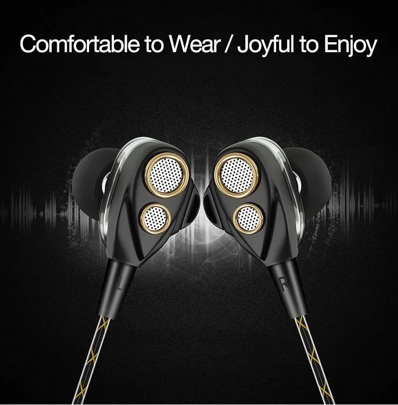 CAFELE 4D Professioneller In-Ear-Kopfhörer mit Kabel für Enthusiasten, Dual Dynamic Metal Heavy Bass, High-Fidelity-Klangqualität, Musik-Kopfhörer