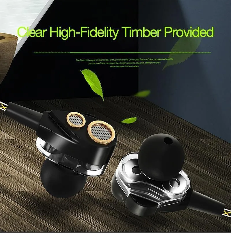 CAFELE 4D Professioneller In-Ear-Kopfhörer mit Kabel für Enthusiasten, Dual Dynamic Metal Heavy Bass, High-Fidelity-Klangqualität, Musik-Kopfhörer