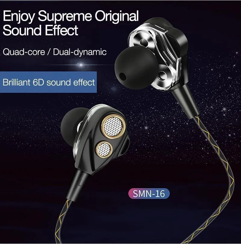 CAFELE 4D Professioneller In-Ear-Kopfhörer mit Kabel für Enthusiasten, Dual Dynamic Metal Heavy Bass, High-Fidelity-Klangqualität, Musik-Kopfhörer