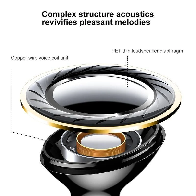 BASEUS S16 Professioneller In-Ear-Bluetooth-Kopfhörer, High-Fidelity-Klangqualität, Metall, schwerer Bass, Musik, kabelloser Kopfhörer für Telefon