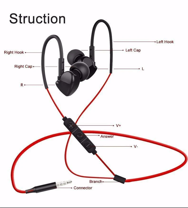 Cafele 3.5 mm In-Ear-Sport-Ohrhörer mit Super-Bass, Hifi-Lauf-Ohrhörer, Stereo-Ohrhörer mit für iPhone 5s 6s plus Samsung xiaomi MP3