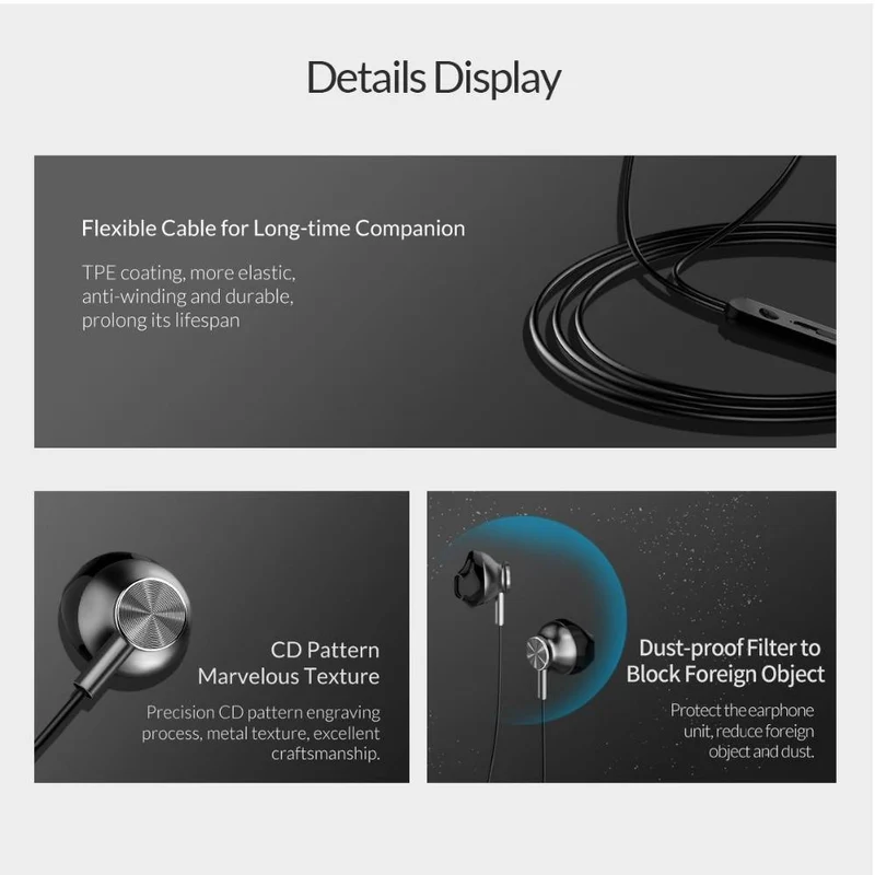 ORICO Original In-Ear-Kopfhörer Geräuschisolierung Metall HiFi-Kopfhörer Sport-Headset mit Mikrofon für Mobiltelefone Universal für MP4