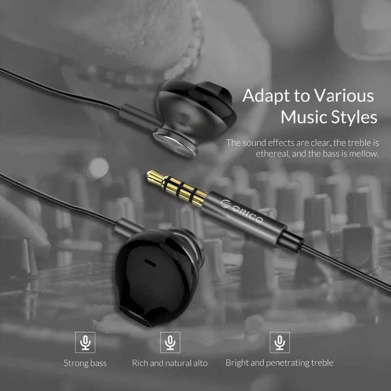 ORICO Original In-Ear-Kopfhörer Geräuschisolierung Metall HiFi-Kopfhörer Sport-Headset mit Mikrofon für Mobiltelefone Universal für MP4