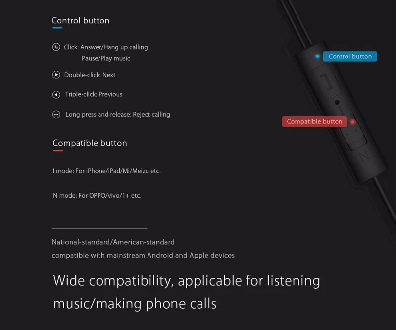ORICO In-Ear-Kopfhörer für Telefon-Headset, Metall-Telefon-Ohrhörer mit Mikrofon-Ohrhörern, Schwarz