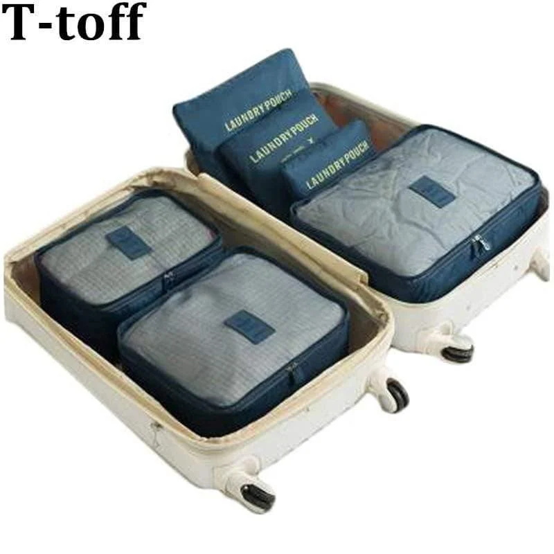 6pcs / set Art- und Weisedoppelreißverschluß wasserdichte Polyester-Mann- und Frauen-Gepäck-Spielraum-Beutel, die Würfel verpacken
