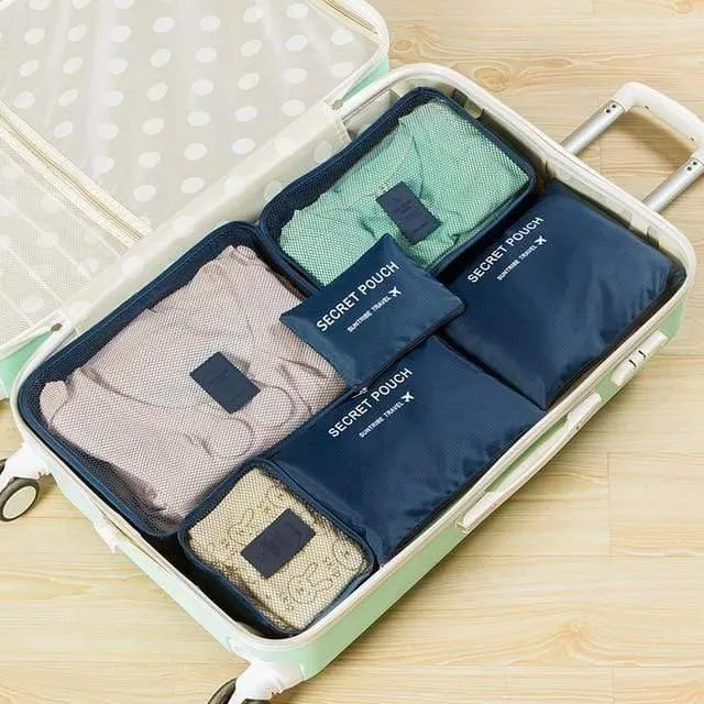 6pcs / set Art- und Weisedoppelreißverschluß wasserdichte Polyester-Mann- und Frauen-Gepäck-Spielraum-Beutel, die Würfel verpacken