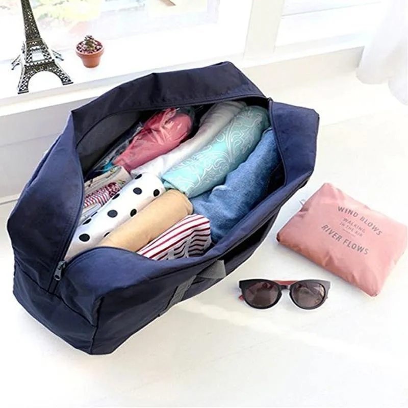 Große kapazität nylon unisex reisetaschen faltbare koffer gepäcktaschen reisepaket flugzeug verpackung handtasche
