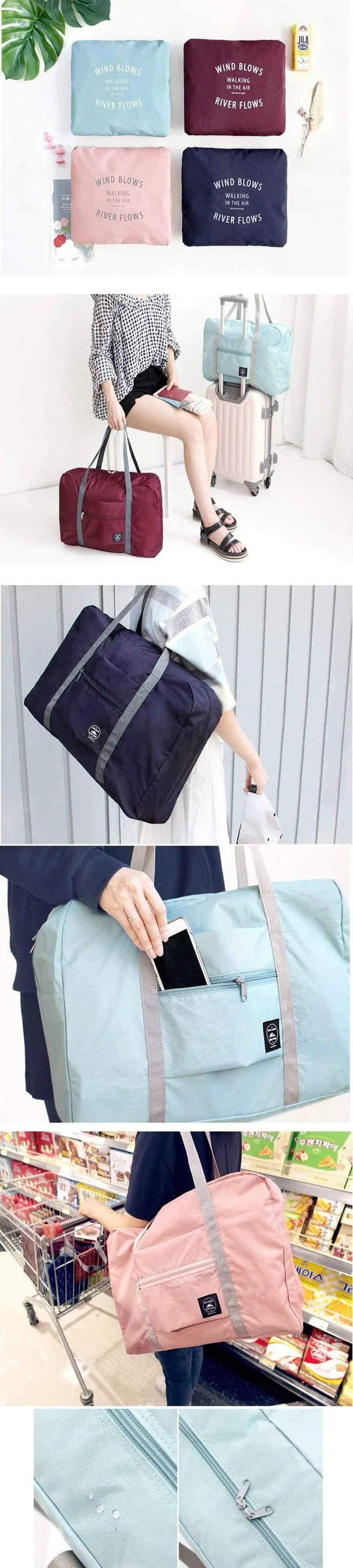 Große kapazität nylon unisex reisetaschen faltbare koffer gepäcktaschen reisepaket flugzeug verpackung handtasche
