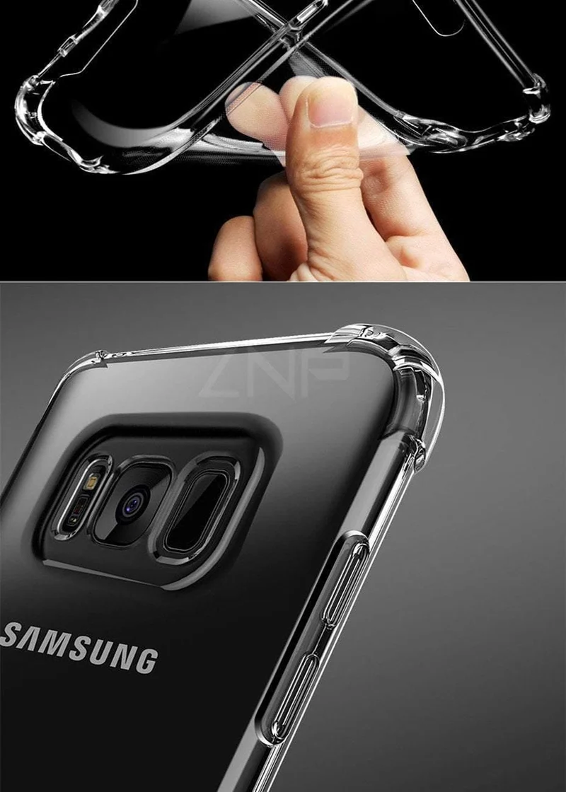 ZNP Luxury Anti-knock Silicone Case For Samsung S8 S9 Plus Transparent Back Cover Case For Samsung S7 Edge Note 8 9 Phone Case
