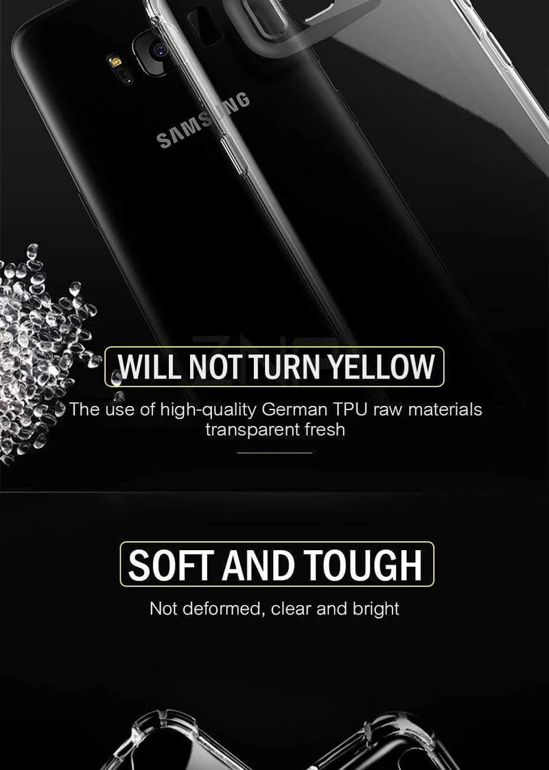 ZNP Luxury Anti-knock Silicone Case For Samsung S8 S9 Plus Transparent Back Cover Case For Samsung S7 Edge Note 8 9 Phone Case