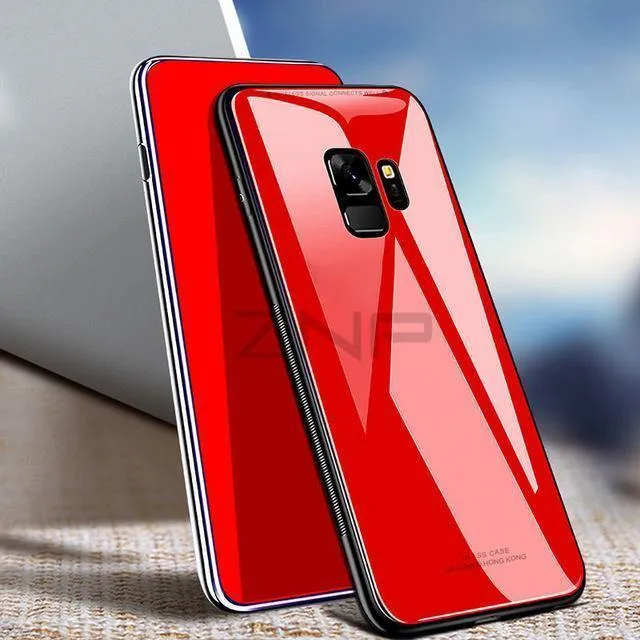 ZNP Luxury Back Glass Cover Case For Samsung Galaxy S9 S8 Plus Tempered Glass Phone Cases For Samsung Note 8 S7 Edge S8 S9 Case