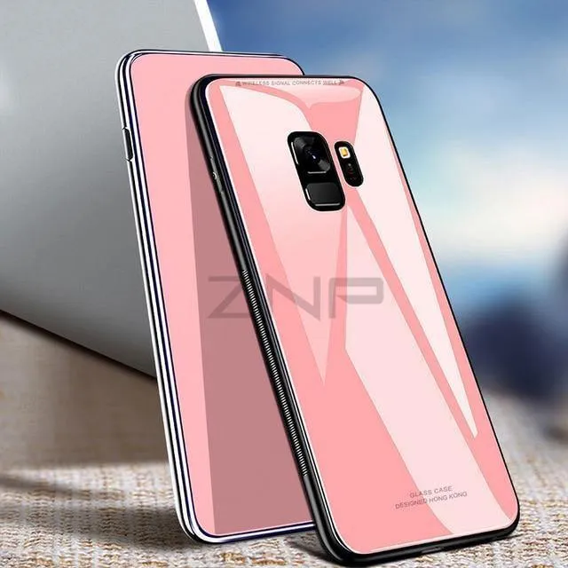 ZNP Luxury Back Glass Cover Case For Samsung Galaxy S9 S8 Plus Tempered Glass Phone Cases For Samsung Note 8 S7 Edge S8 S9 Case