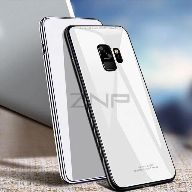 ZNP Luxury Back Glass Cover Case For Samsung Galaxy S9 S8 Plus Tempered Glass Phone Cases For Samsung Note 8 S7 Edge S8 S9 Case
