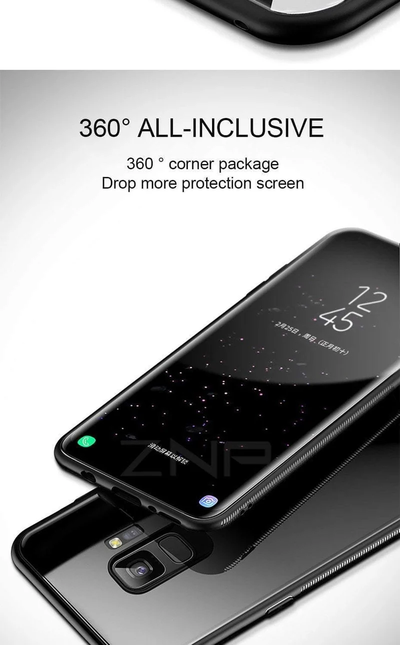 ZNP Luxury Tempered Glass Phone Case For Samsung Galaxy S9 S8 Plus Back Glass Cover Cases For Samsung S9 S8 Note 8 Case Shell