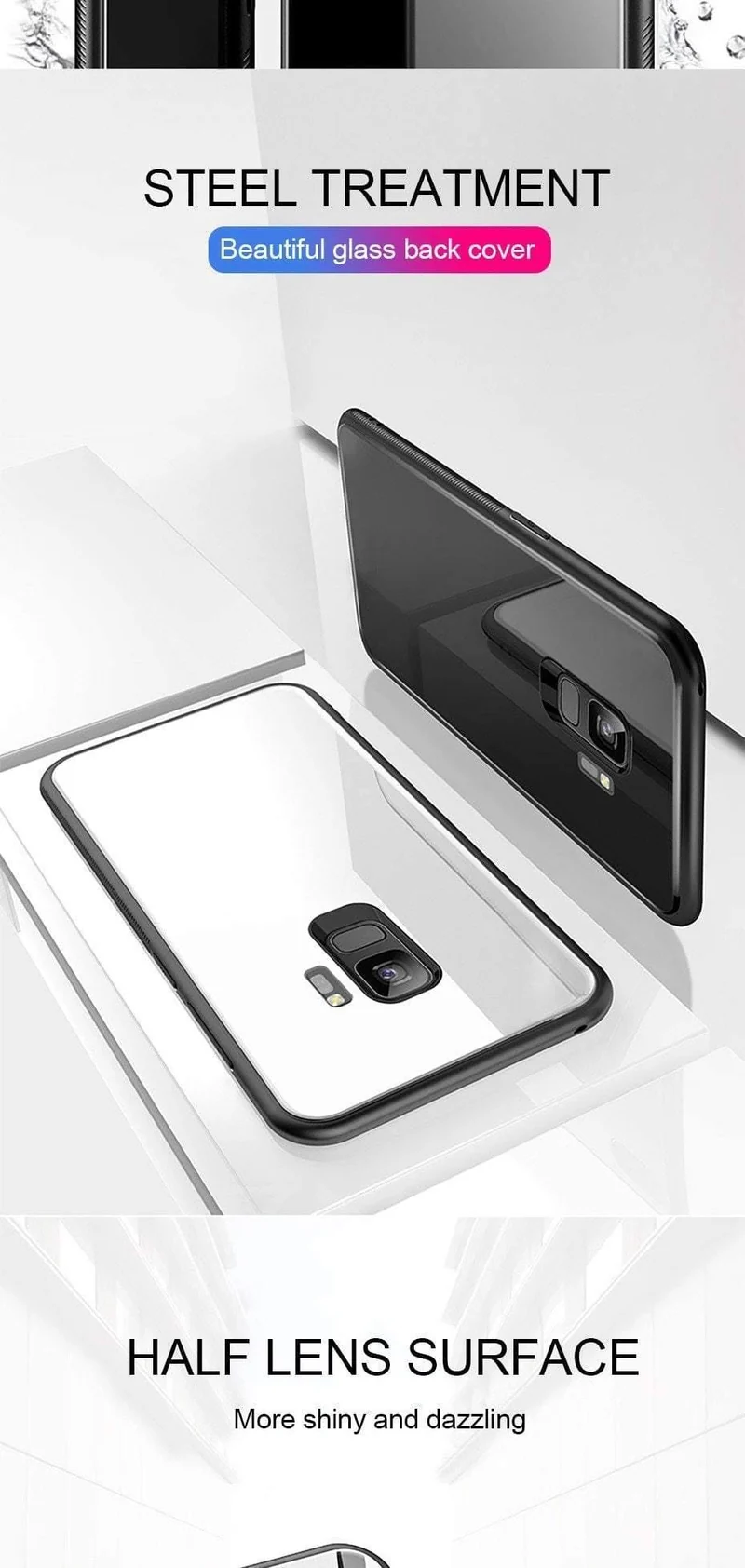 ZNP Luxury Tempered Glass Phone Case For Samsung Galaxy S9 S8 Plus Back Glass Cover Cases For Samsung S9 S8 Note 8 Case Shell