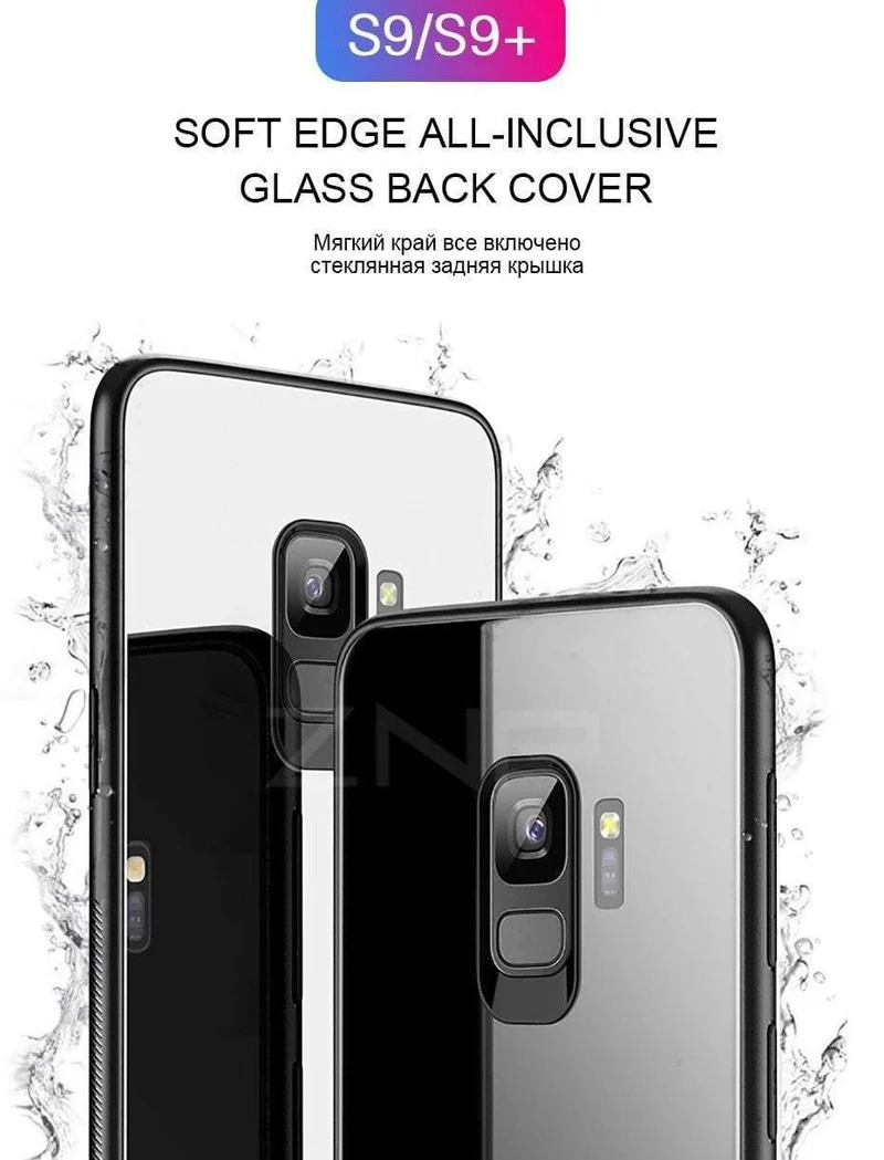 ZNP Luxury Tempered Glass Phone Case For Samsung Galaxy S9 S8 Plus Back Glass Cover Cases For Samsung S9 S8 Note 8 Case Shell