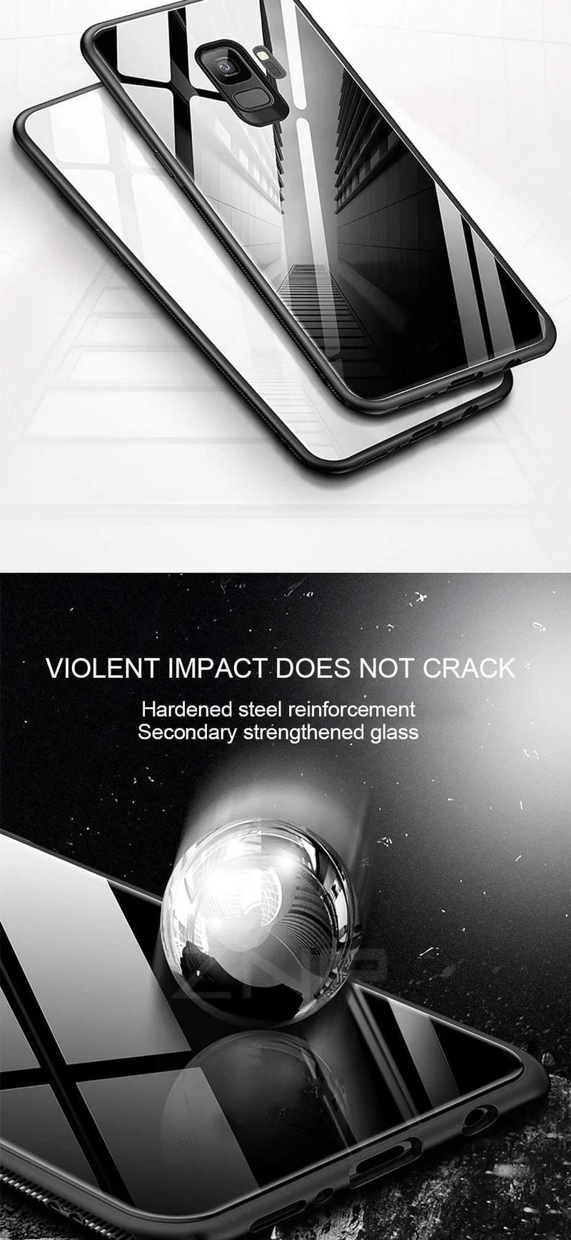 ZNP Luxury Tempered Glass Phone Case For Samsung Galaxy S9 S8 Plus Back Glass Cover Cases For Samsung S9 S8 Note 8 Case Shell