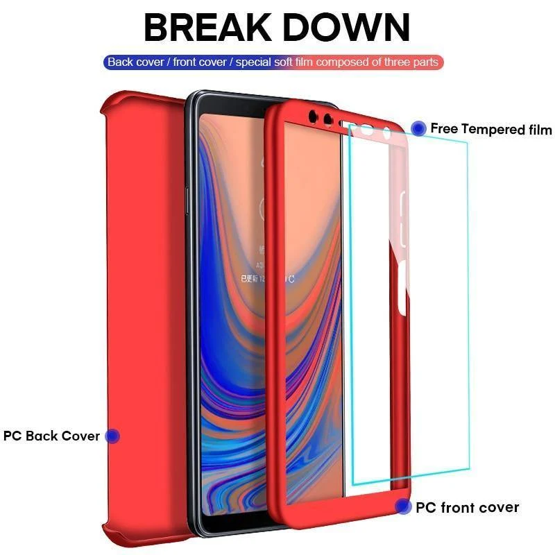 ZNP 360 Full Cover Case For Samsung Galaxy A3 A5 A7 J5 J7 Protective Phone Case For Samsung A6 A8 Plus 2018 Cases With Glass
