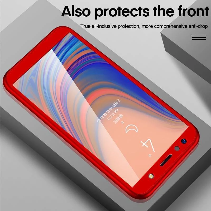ZNP 360 Full Cover Case For Samsung Galaxy A3 A5 A7 J5 J7 Protective Phone Case For Samsung A6 A8 Plus 2018 Cases With Glass