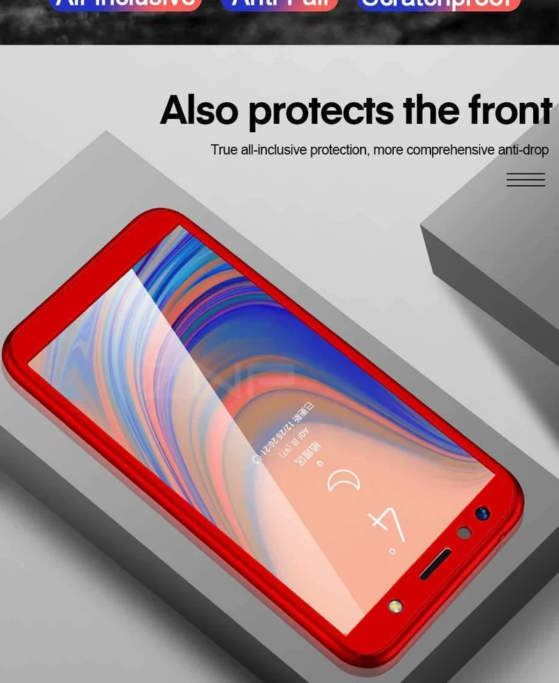 ZNP 360 Full Cover Case For Samsung Galaxy A3 A5 A7 J5 J7 Protective Phone Case For Samsung A6 A8 Plus 2018 Cases With Glass