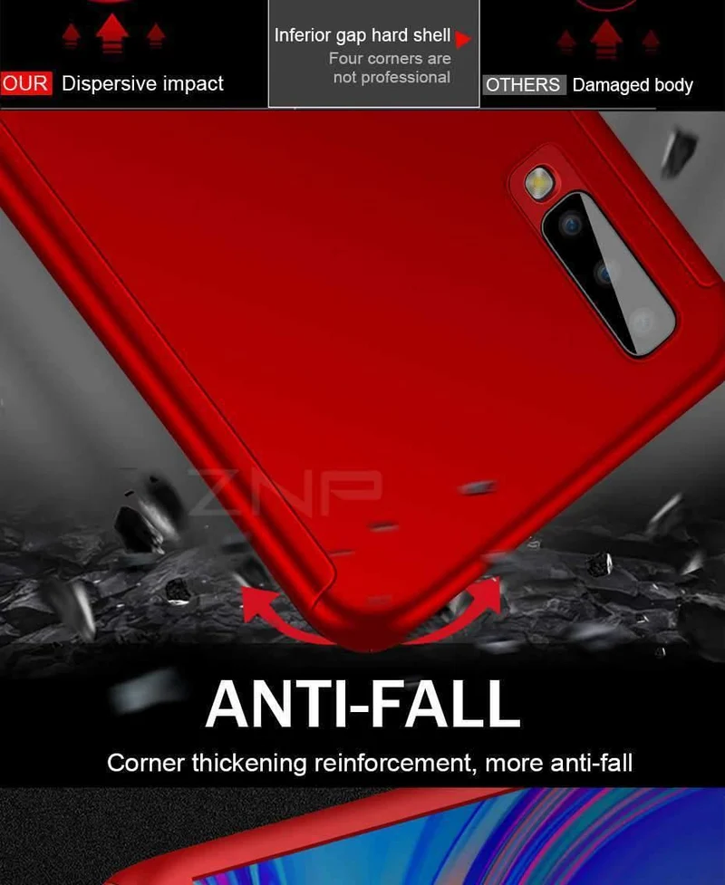 ZNP 360 Full Cover Case For Samsung Galaxy A3 A5 A7 J5 J7 Protective Phone Case For Samsung A6 A8 Plus 2018 Cases With Glass