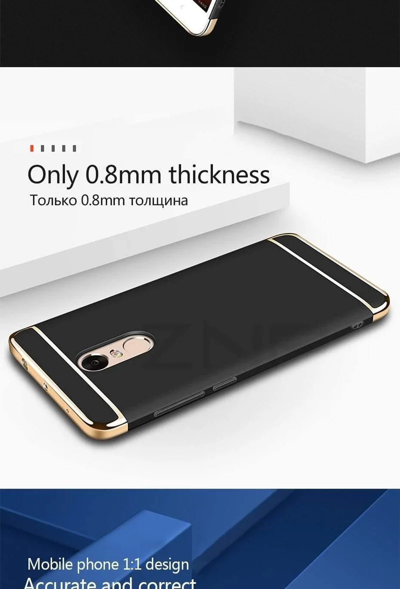 ZNP Luxury Hard PC Plating Case For Xiaomi Redmi Note 4 4X Full Cover Cases For Xiaomi Redmi 4X Redmi Note 4 4X Phone Case Shell