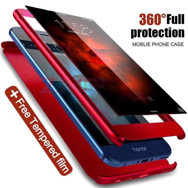 ZNP 360 Protection Case For Huawei Y5 Y6 Y7 2017 2018 Full Cover Phone Case For Huawei Y7 Y6 Prime Huawei Y7 Y6 Cases With Glass