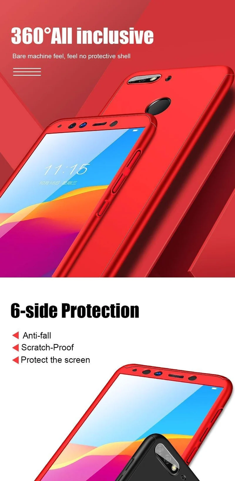 ZNP 360 Protection Case For Huawei Y5 Y6 Y7 2017 2018 Full Cover Phone Case For Huawei Y7 Y6 Prime Huawei Y7 Y6 Cases With Glass