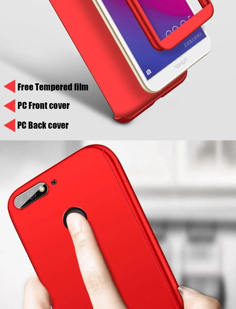 ZNP 360 Protection Case For Huawei Y5 Y6 Y7 2017 2018 Full Cover Phone Case For Huawei Y7 Y6 Prime Huawei Y7 Y6 Cases With Glass