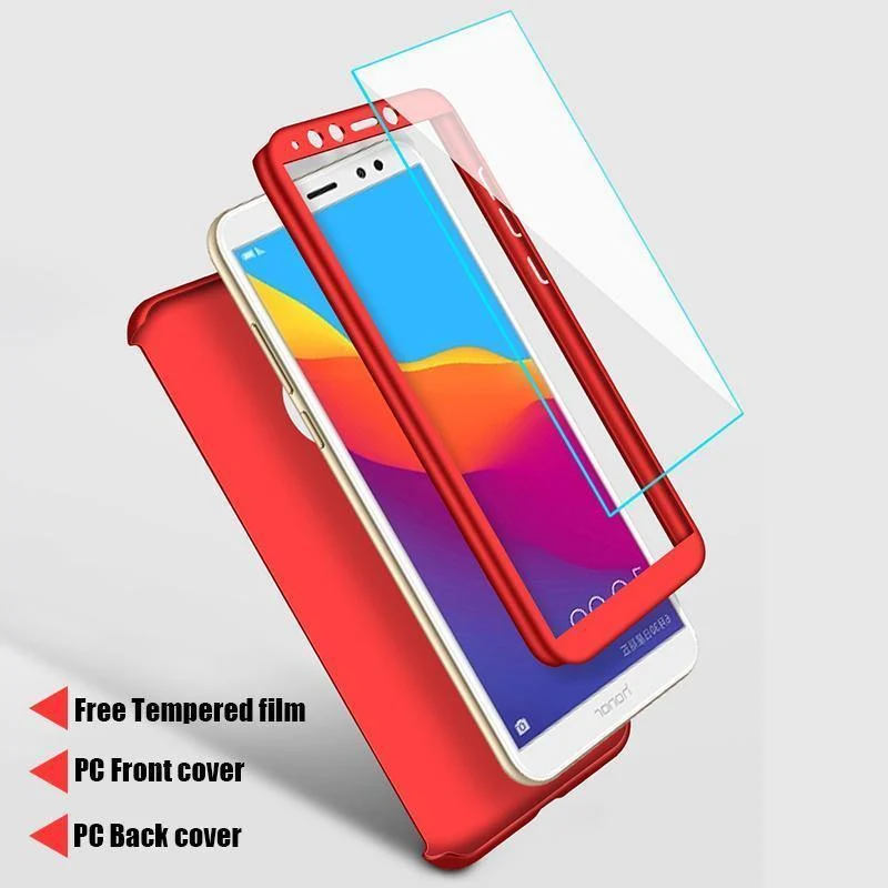 ZNP 360 Protection Case For Huawei Y5 Y6 Y7 2017 2018 Full Cover Phone Case For Huawei Y7 Y6 Prime Huawei Y7 Y6 Cases With Glass
