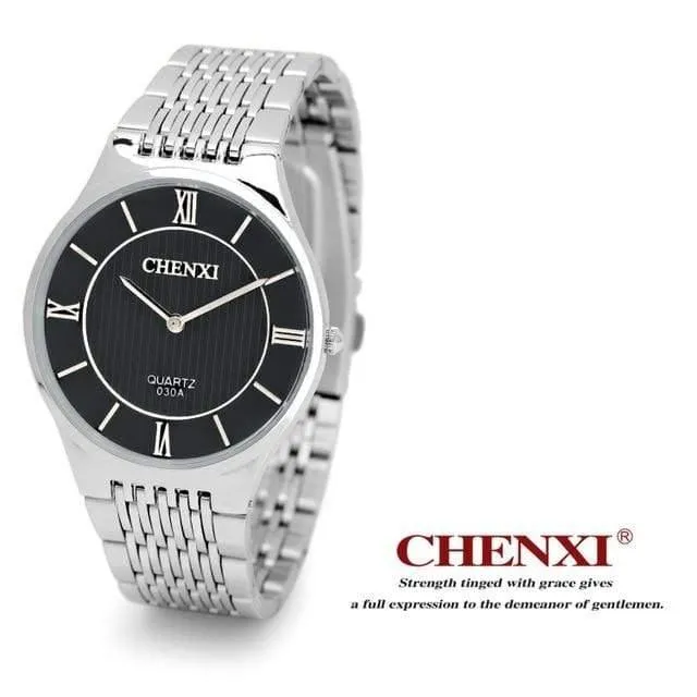 Modische romantische silberne Paaruhr aus Edelstahl für Herren und Damen, Quarz-Armbanduhr, analoge, schlanke Uhr, für Liebhaber