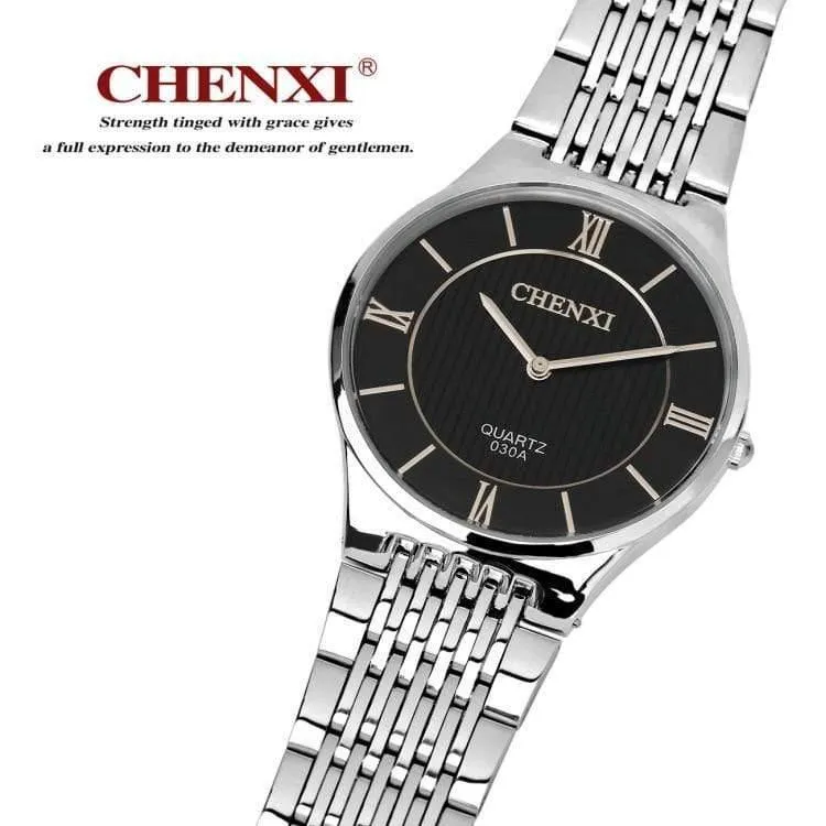 Modische romantische silberne Paaruhr aus Edelstahl für Herren und Damen, Quarz-Armbanduhr, analoge, schlanke Uhr, für Liebhaber
