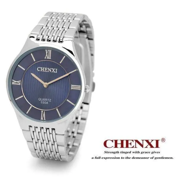 Modische romantische silberne Paaruhr aus Edelstahl für Herren und Damen, Quarz-Armbanduhr, analoge, schlanke Uhr, für Liebhaber